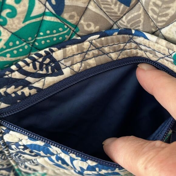 Vera Bradley Santiago Blue / Green Crossbar Shoulder Bag Adjustable Strap NWOT - Picture 7 of 12
